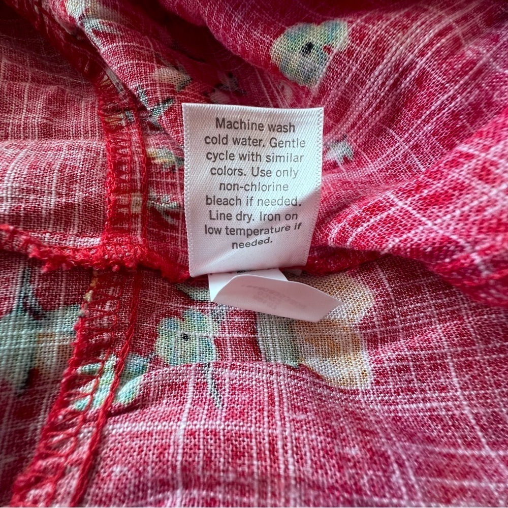 LC Lauren Conrad NWT Ruffle Fit & Flare Apron Linen‎ Dress Red Lemon Orchard M - Picture 9 of 12